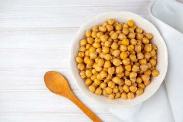 Boiled chickpea on the white background