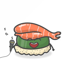 Sushi Cute Character Flat Cartoon Vector Design Illustration