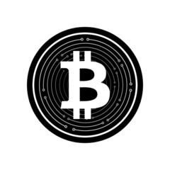 Bitcoin BTC Cryptocurrency Symbol Vector Illustration Concept for the label, tshirt, wall art, sticker, sign, cups, websites. Custom Bitcoin graphics.