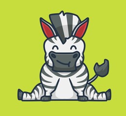Fototapeta na wymiar cute zebra sitting. cartoon animal nature concept Isolated illustration. Flat Style suitable for Sticker Icon Design Premium Logo vector. Mascot Character