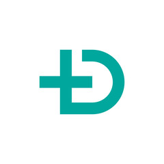 letter D with medical plus logo design