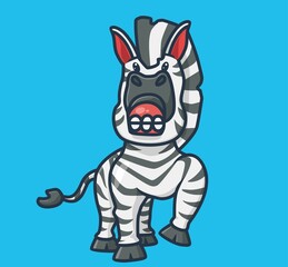Plakat cute zebra teasing bad. cartoon animal nature concept Isolated illustration. Flat Style suitable for Sticker Icon Design Premium Logo vector. Mascot Character