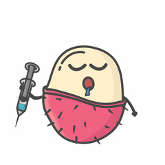 Rambutan Cute Character Flat Cartoon Vector Design Illustration