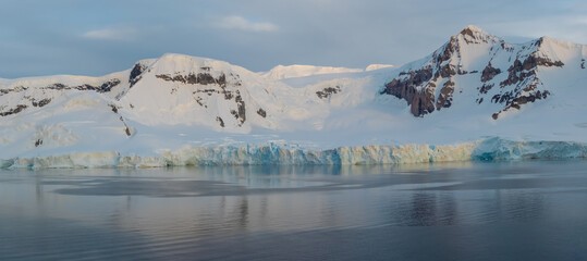 Magnificent glacial landscapes, Orne Harbor, Graham Land, Antarctic Peninsula. Antarctica - obrazy, fototapety, plakaty