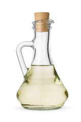 Glass jar with vinegar isolated on white.