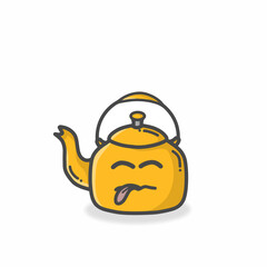 Kettle Cute Character Flat Cartoon Vector Design Illustration