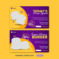 Burger or fast food Banner design background with vector template