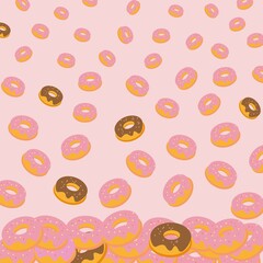 colorful donuts falling from above