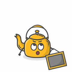 Kettle Cute Character Flat Cartoon Vector Design Illustration