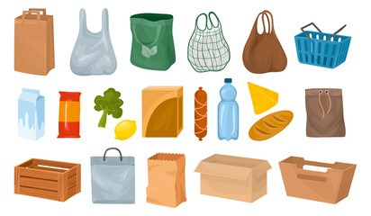 Foods Baskets Icons Collection