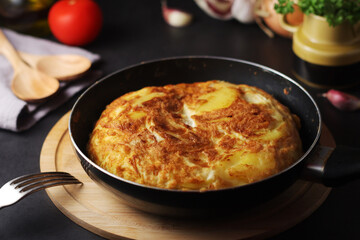 Traditional Spanish dish tortilla on the table