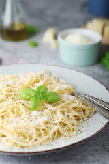 Spaghetty with italian cheese pecorino romano	