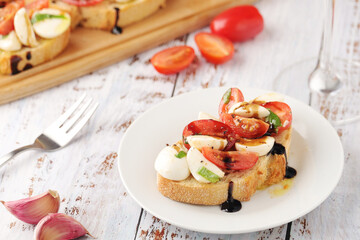 Italian bruschetta with tomatoes and mozzarella	