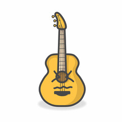 Obraz premium Guitar Cute Character Flat Cartoon Vector Design Illustration
