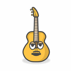 Obraz na płótnie Canvas Guitar Cute Character Flat Cartoon Vector Design Illustration