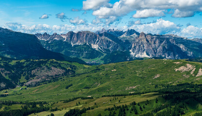 View from Sief mountain peak in the Dolomites