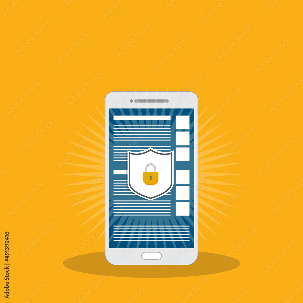 Aufkleber internet network security. safe browsing on mobile phone. vector illustration.