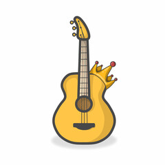 Obraz premium Guitar Cute Character Flat Cartoon Vector Design Illustration