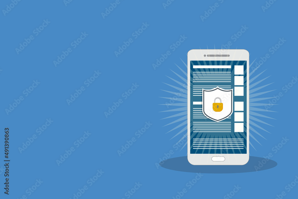 Aufkleber internet network security. safe browsing on mobile phone.