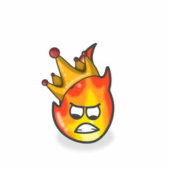 Fire Cute Character Flat Cartoon Vector Design Illustration