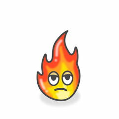 Fire Cute Character Flat Cartoon Vector Design Illustration