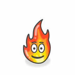 Fire Cute Character Flat Cartoon Vector Design Illustration