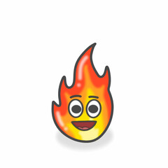 Fire Cute Character Flat Cartoon Vector Design Illustration