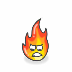 Fire Cute Character Flat Cartoon Vector Design Illustration