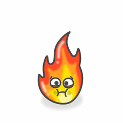 Fire Cute Character Flat Cartoon Vector Design Illustration