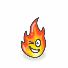 Fire Cute Character Flat Cartoon Vector Design Illustration
