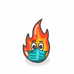 Fire Cute Character Flat Cartoon Vector Design Illustration