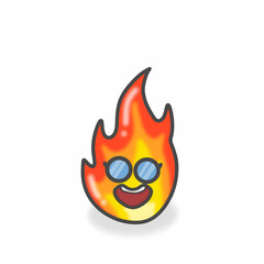 Fire Cute Character Flat Cartoon Vector Design Illustration