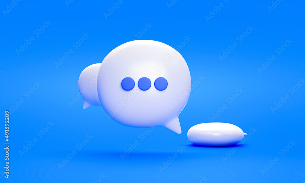 Poster speech bubble chat message icon or symbol social media conversation sign 3d rendering