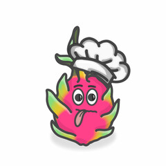 Dragon Fruit Cute Character Flat Cartoon Vector Design Illustration
