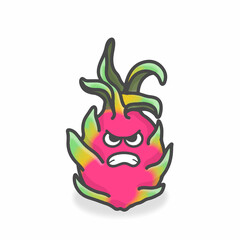 Dragon Fruit Cute Character Flat Cartoon Vector Design Illustration