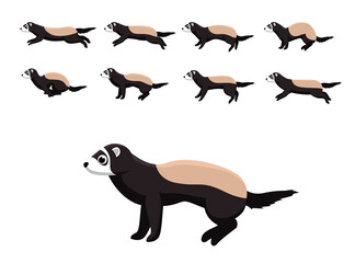 Animal Animation Ferret Running Cute Cartoon Character Vector Illustration