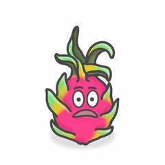 Dragon Fruit Cute Character Flat Cartoon Vector Design Illustration