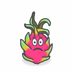 Dragon Fruit Cute Character Flat Cartoon Vector Design Illustration