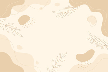 Hand drawn abstract design background with pastel colors and plant ornament. Vector illustration.