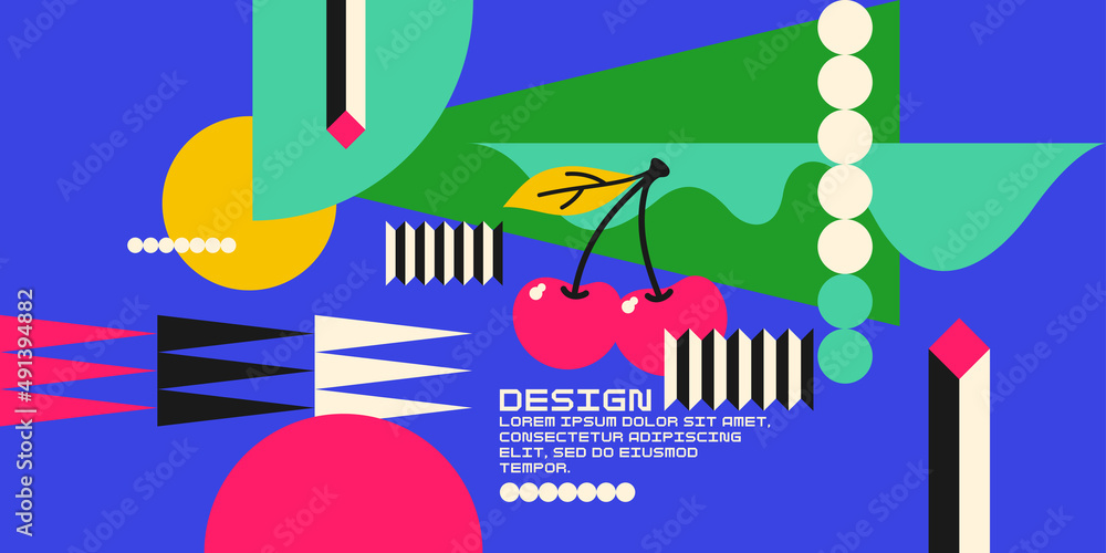 Poster vector graphics in a minimalistic style with geometric elements. illustration of a pear in a flat st