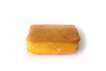 Sponge Cake, Commercially Made, in Point of View Shot Isolated on White