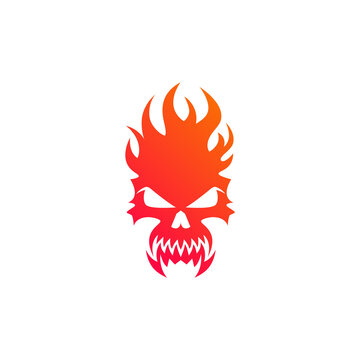 Fire skull, vector illustration. Logo design.