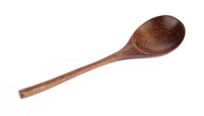 Round headed wood spoons are the classic shape isolated on white background