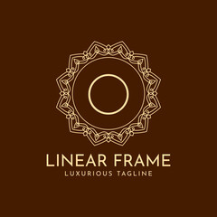 letter O minimalist circle frame linear luxury decoration vector logo design