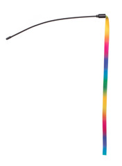 Colorful Rod teaser wand plastic pet toys isolated on white background.