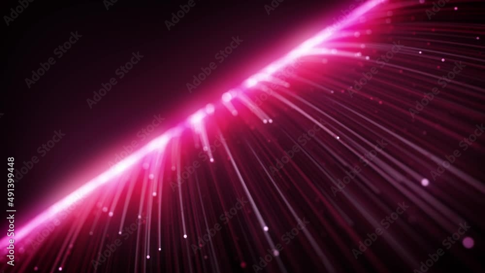 Poster abstract light fiber strings flowing background loop/ 4k animation of an abstract wallpaper technolo