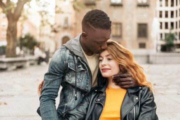 Loving Beautiful Multiethnic Young Couple