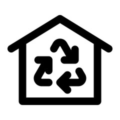 Eco House Recycling Line Icon Vector