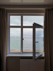 View on the calm peaceful sea outside the window Odessa Buy photo donate to UA army