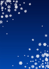 White Snowflake Vector Blue Background. Light